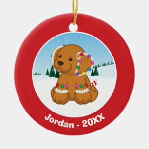 Gingerbread Puppy Ceramic Ornament
