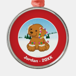 Gingerbread Puppy Metal Ornament