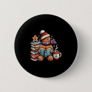 Gingerbread Reading Book Lovers Christmas Bookworm 2 Inch Round Button