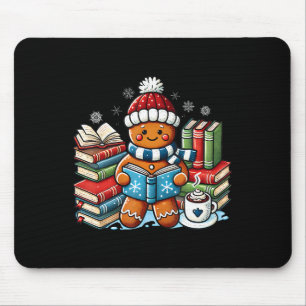 Gingerbread Reading Book Lovers Christmas Bookworm Mouse Pad
