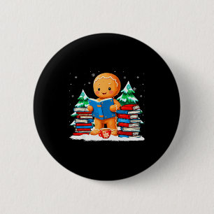 Gingerbread Reading Books Librarians Merry Christm 2 Inch Round Button