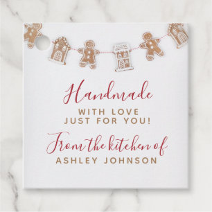 Gingerbread Red Handmade With Love Favour Tags