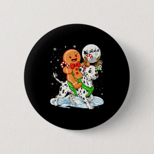 Gingerbread Ridding Dalmatian Reindeer Christmas B 2 Inch Round Button