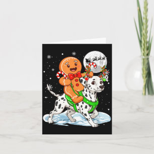 Gingerbread Ridding Dalmatian Reindeer Christmas B Card