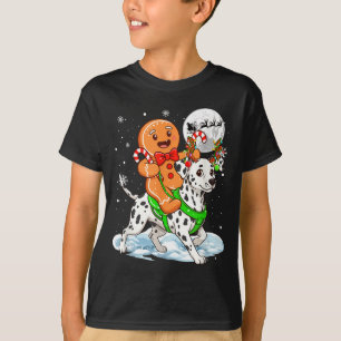 Gingerbread Ridding Dalmatian Reindeer Christmas B T-Shirt