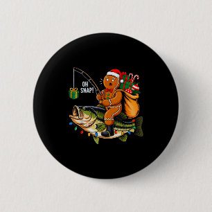 Gingerbread Riding B Fish Christmas Fishing Xmas P 2 Inch Round Button