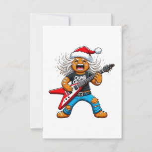 Gingerbread Rock Guitar Christmas 2026 Holiday Thank You Card