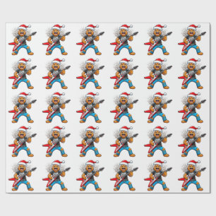 Gingerbread Rock Guitar Christmas 2026 Holiday Wrapping Paper