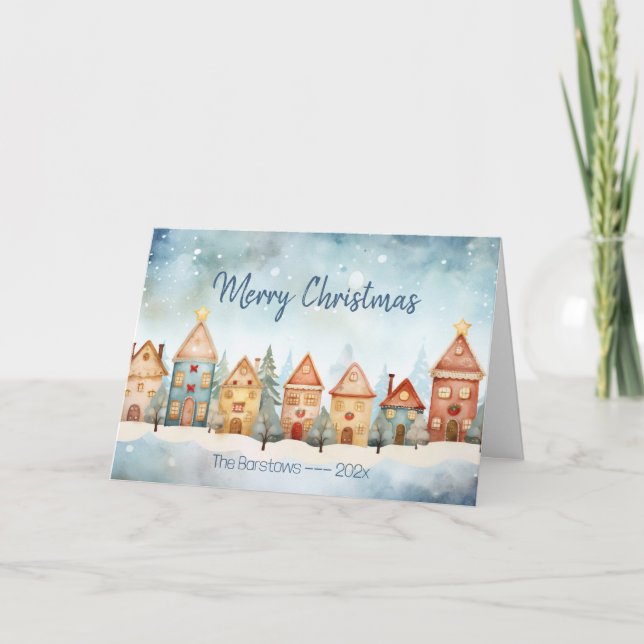 Gingerbread Row Houses Christmas Card (Front)