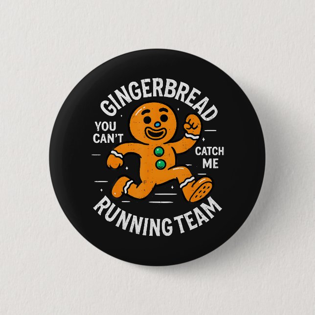 Gingerbread Running Team 2 Inch Round Button (Front)