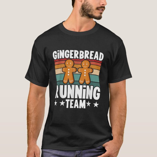 Gingerbread Running Team Candy Cane Cookie Gingerb T-Shirt (Front)
