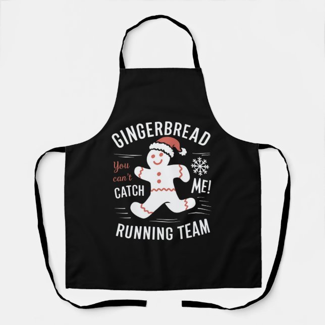 Gingerbread Running Team Christmas Humour Apron (Front)