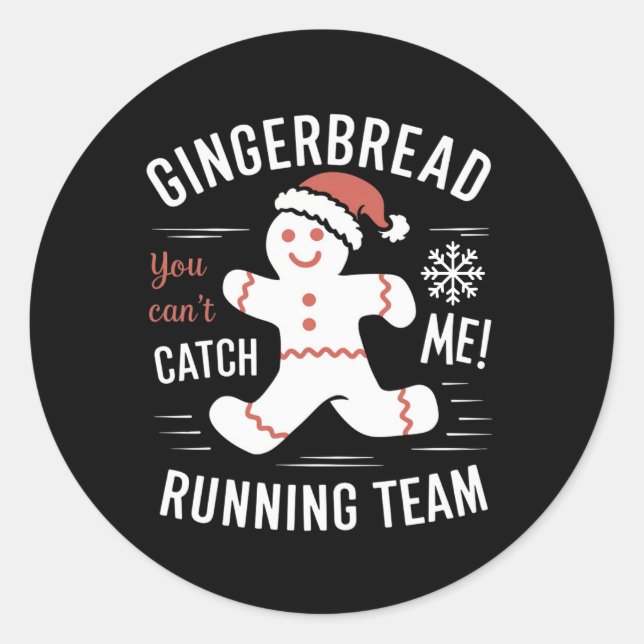 Gingerbread Running Team Christmas Humour Classic Round Sticker (Front)