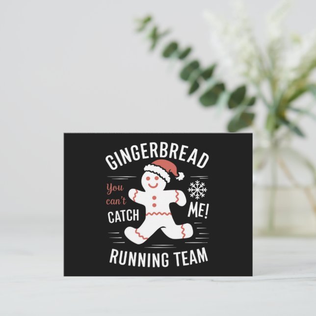 Gingerbread Running Team Christmas Humour Holiday Postcard (Standing Front)
