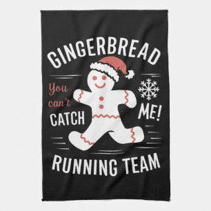 Gingerbread Running Team Christmas Humour Kitchen Towel