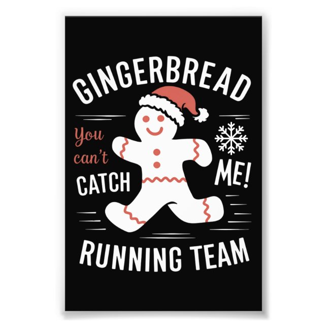 Gingerbread Running Team Christmas Humour Photo Print (Front)