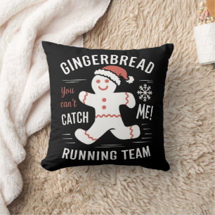 Gingerbread Running Team Christmas Humour Throw Pillow