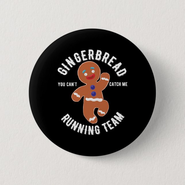 Gingerbread Running Team Fun Gingerbread Christmas 2 Inch Round Button (Front)