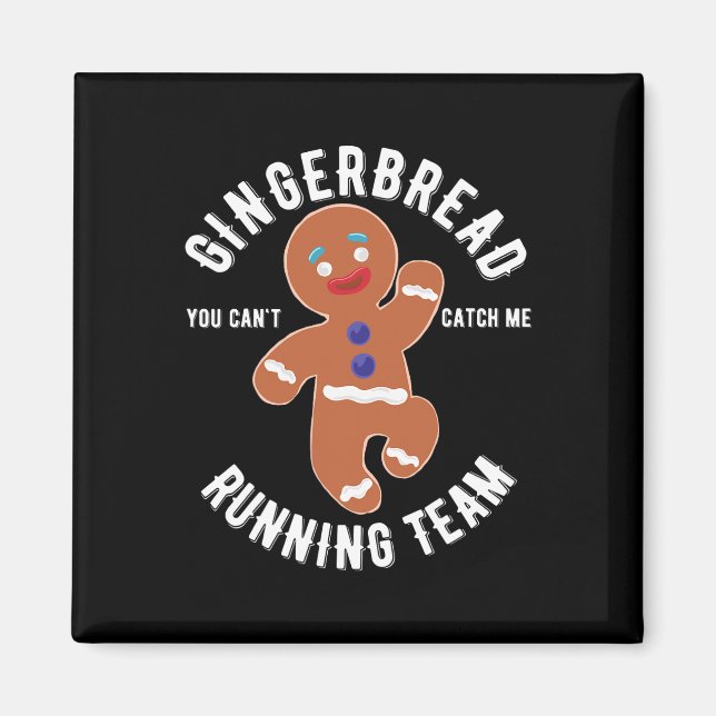 Gingerbread Running Team Fun Gingerbread Christmas Magnet (Front)