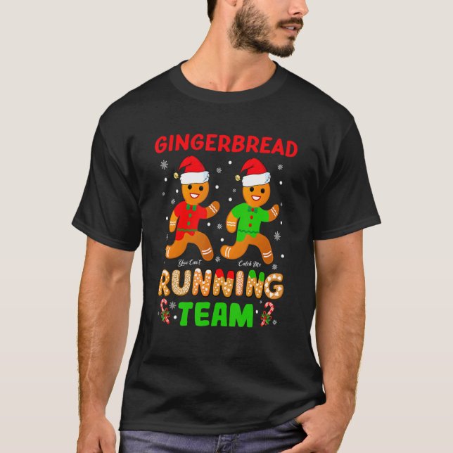Gingerbread Running Team Gingerbread Cookie Christ T-Shirt (Front)