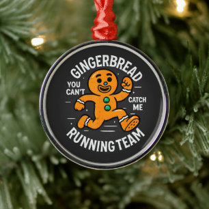 Gingerbread Running Team Metal Ornament