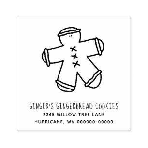 Gingerbread  Rustic Business Family Name Address   Rubber Stamp