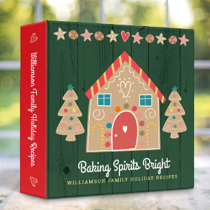 Gingerbread Rustic Green Wood Cute Recipe Cookbook Binder