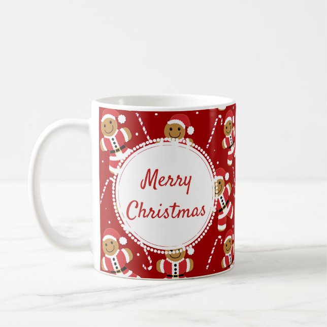 Gingerbread Santa Candy Cane Pattern | Mug (Left)