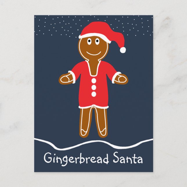 Gingerbread Santa Christmas Holiday Postcard (Front)