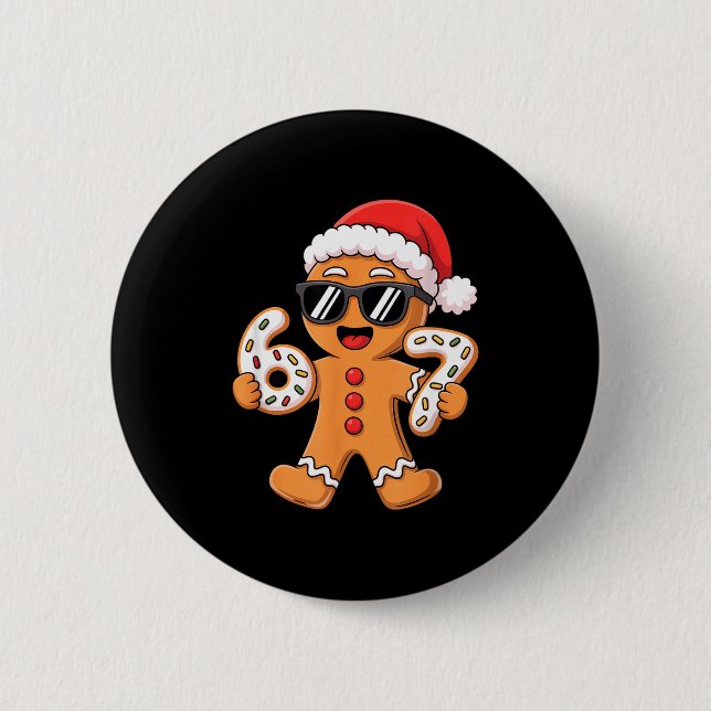Gingerbread Santa With Sungles Holding 67 Cookies  2 Inch Round Button (Front)