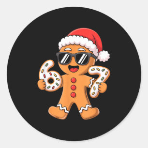Gingerbread Santa With Sungles Holding 67 Cookies  Classic Round Sticker