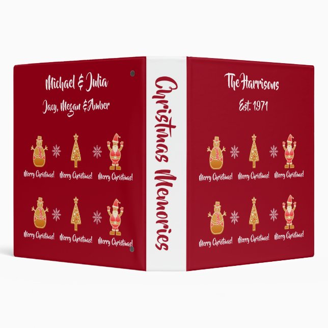Gingerbread Santa Xmas Tree Snowman Personalize  Binder (Background)