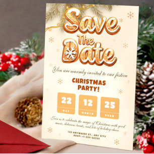 Gingerbread Save the Date Christmas Winter Party Invitation
