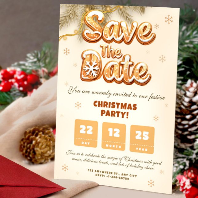 Gingerbread Save the Date Christmas Winter Party Invitation (Gingerbread Save the Date Christmas Winter Party Invitation)