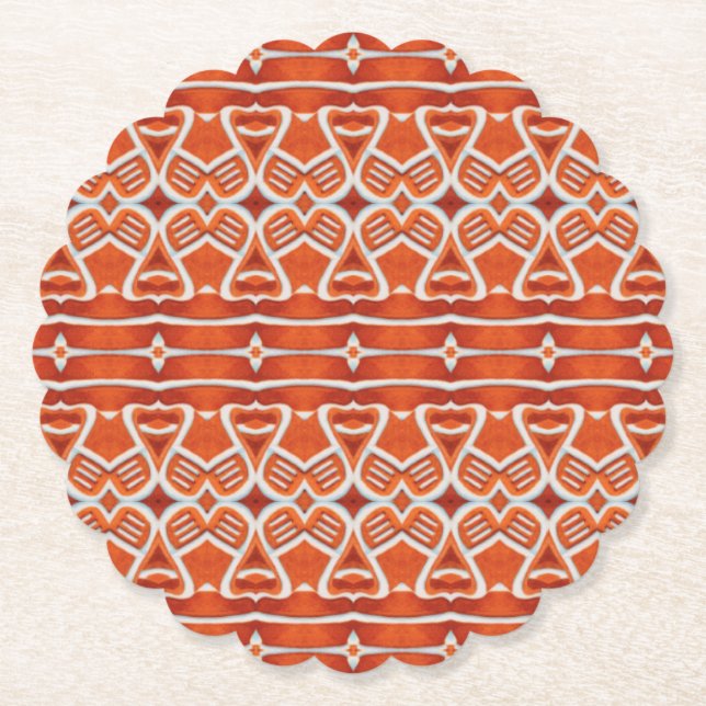 GINGERBREAD Scalloped Round Paper Coasters (Front)