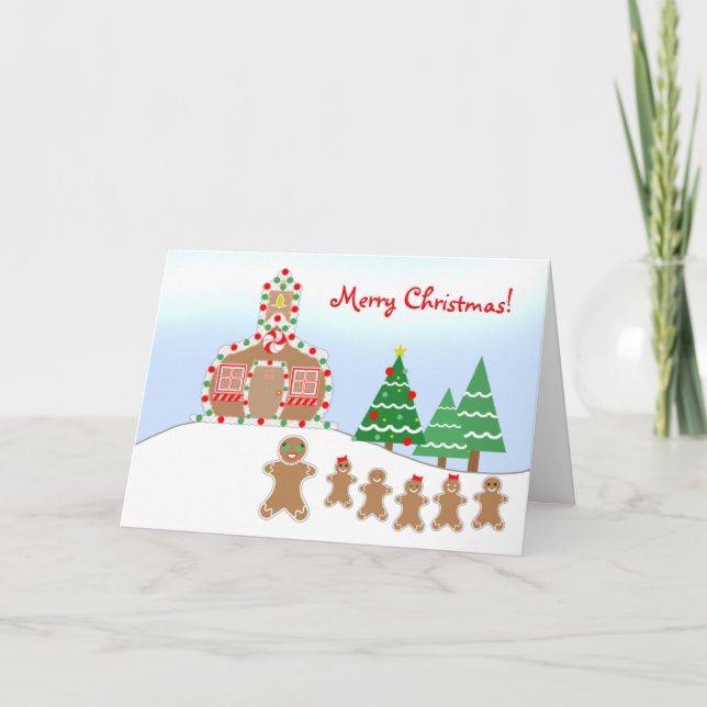 Gingerbread Schoolhouse Teacher Christmas Card (Front)