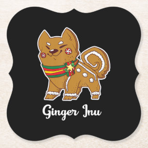 Gingerbread shiba inu Dog gift for christmas Paper Coaster