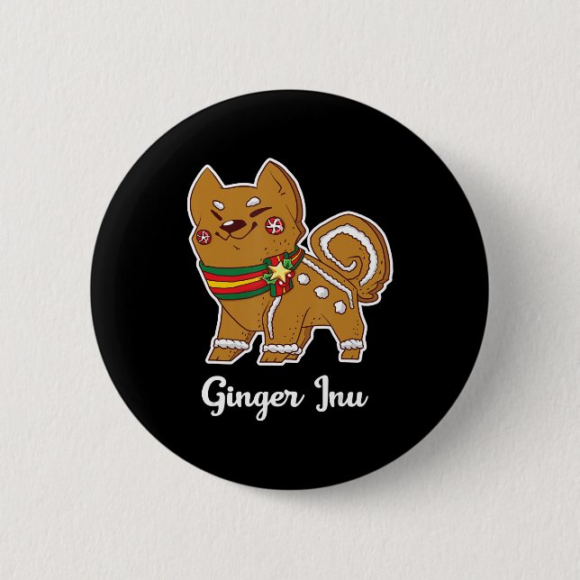 gingerbread shiba inu meme christmas 2 inch round button (Front)