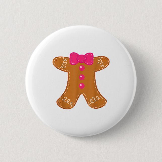 Gingerbread Shirt Adult Kids Men Women Cookie Cost 2 Inch Round Button (Front)