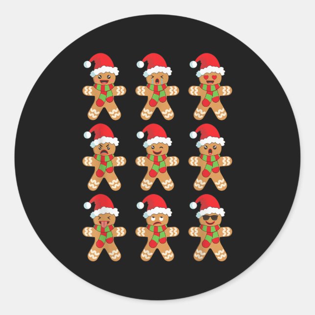 Gingerbread Shirt Funny Cute Christmas Gingerbread Classic Round Sticker (Front)