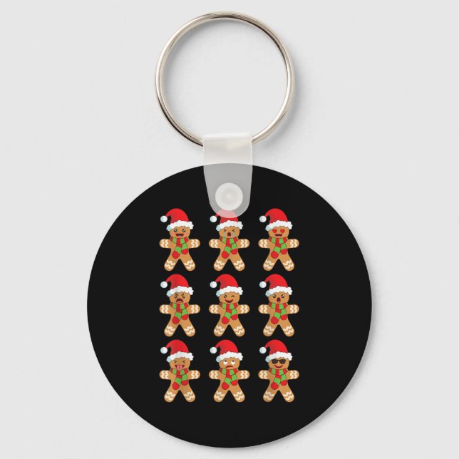Gingerbread Shirt Funny Cute Christmas Gingerbread Keychain (Front)