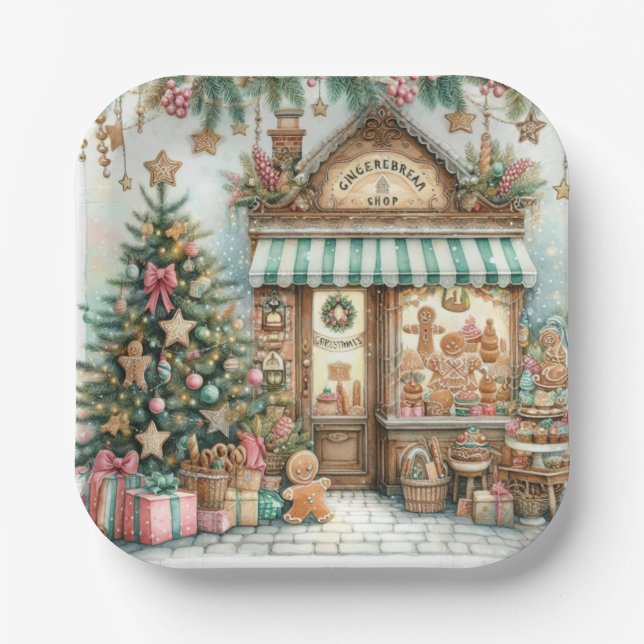 Gingerbread Shop Paper Plate (Front)