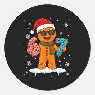 Gingerbread Six Seven 67 Meme 6 7 Funny Christmas  Classic Round Sticker