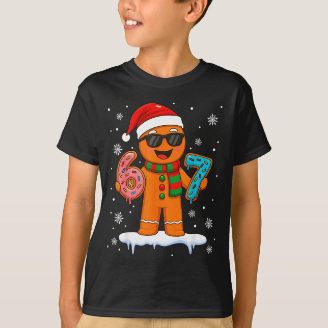 Gingerbread Six Seven 67 Meme 6 7 Funny Christmas  T-Shirt (Front)