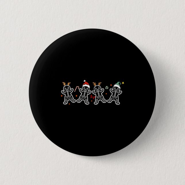 Gingerbread Skeleton Christmas Radiology Shir Xray 2 Inch Round Button (Front)
