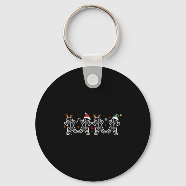 Gingerbread Skeleton Christmas Radiology Shir Xray Keychain (Front)