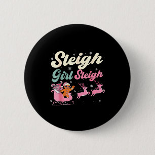 Gingerbread Sleigh Girl Nk Funny Christmas Women G 2 Inch Round Button