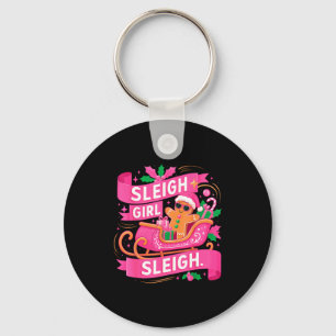 Gingerbread Sleigh Girl Nk Funny Christmas Women G Keychain