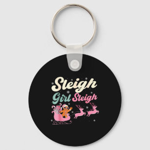 Gingerbread Sleigh Girl Nk Funny Christmas Women G Keychain
