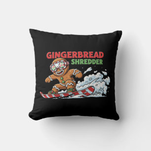 Gingerbread Snowboarder Throw Pillow
